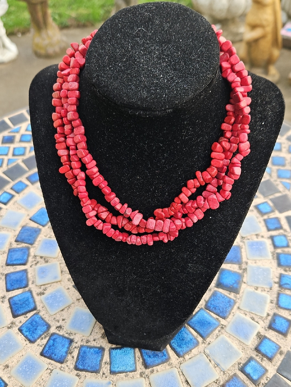 Dyed Coral Chunk Necklace - Picture 2 of 4